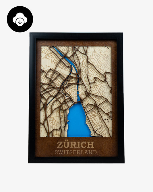Zürich Zwitserland - Kaart